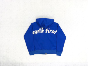 Earth First Blue Hoodie Back View