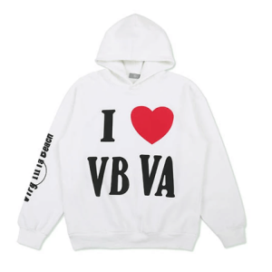 I Love VB VA White Hoodie Front View