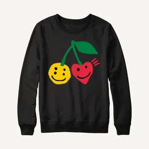 Front view of CPFM Cherry Sweatshirt with bright cherry graphic