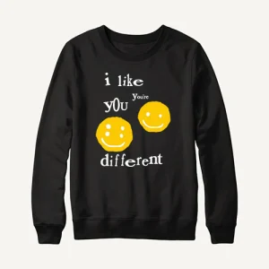 CPFM I Like You You Are Different Sweatshirt front view with bold graphic text