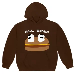 CPFM X MCDONALDS All Beef Hoodie front view with bold graphic text