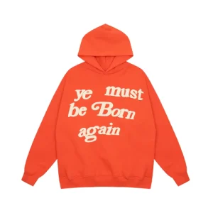 Orange Ye Must Be Born Again Hoodie front view with bold faith statement
