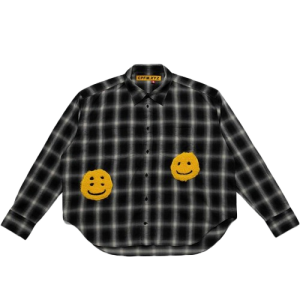 CPFM Double Vision Check Shirt Black front view with check pattern