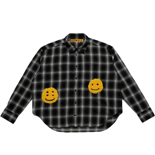 CPFM Double Vision Check Shirt Black front view with check pattern