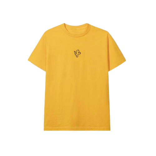 Front view of CPFM X Anti Social Social Club Tee in yellow with logo print