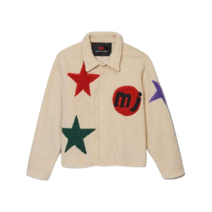 CPFM x Marc Jacobs Tattoo Shirt Jacket Cream front view with graphic details