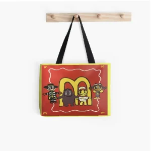 CPFM x McDonald's Tote Bag front view with colorful CPFM and McDonald's graphic print