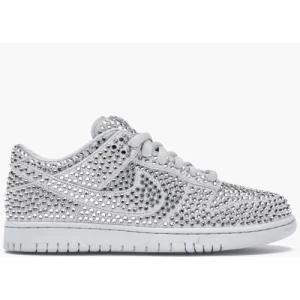CPFM x Nike Dunk Low Swarovski White front view with crystal-covered upper