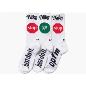 CPFM x Nike Socks White front view with logo detail