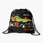 Front view of CPFM x Playboi Carti 4 WLR M3TAMORPHOSIS Drawstring Bag with bold graphic print