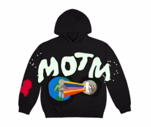 Kid Cudi CPFM For MOTM III I Am Curious Hoodie front view with bold chest graphic